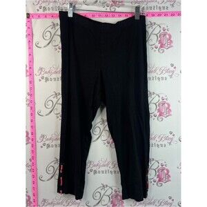 Zoe capri leggings tights ribbon Black Stretch Capri Pants with Side Zip Details